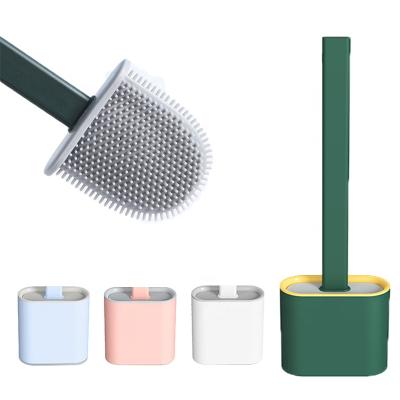 China Wholesale Wall Mounted Viable Factory Silicone Toilet Brush Cleaner Tool Bathroom and Holder Sets for sale