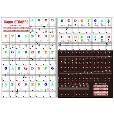 China Transparent Colorful Removable Decorative Sticker Piano Notes Sticker 88/61/54/49/37 Keys Piano Keyboard Stickers for sale