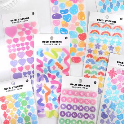 China Custom Decorative Sticker Glitter Design Sticker Sheet Kiss Cut Phone Stickers Decoration Scrapbooking Stationery School Supplies for sale