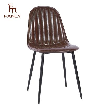 China Soft Cushion With Iron Legs Cheap Different Colors Optional PU Leather Kitchen Dining Chair For Sale for sale