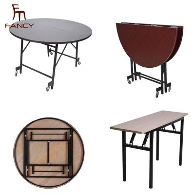 China Banquet table with wheels China factory cheap banquet table with wheels wooden round table for sale for sale