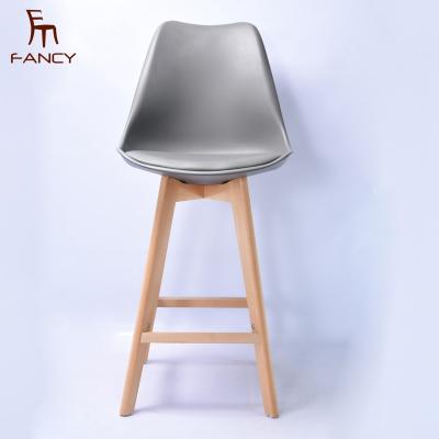 China Modern Furniture Faux PU Leather Commercial Beech Wood Kitchen Bar Stool Chair for sale