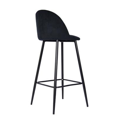 China Cheap modern hot sale price cafe restaurant bar chair metal stackable legs upholstered fabric velvet bar stools for kitchen for sale