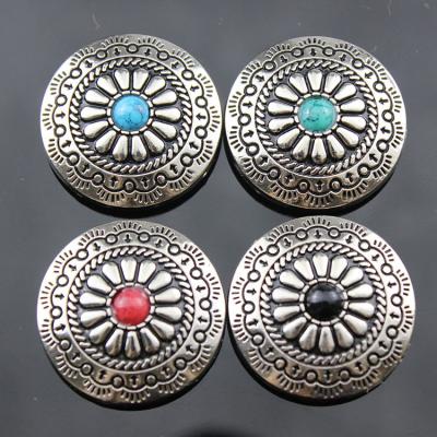 China Silver Plated Conchos Flower Conchos Metal Mounts Screw Back Button for sale