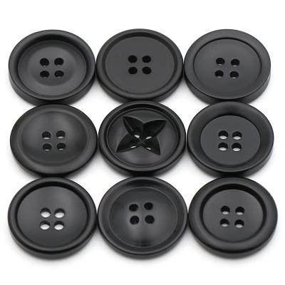 China Sustainable Customized Recycled Plastic Resin 4 Hole Button , Black Color Buttons For Clothes for sale