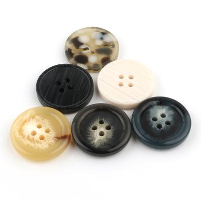 China Sustainable Custom Round 4 Hole Eco - Friendly Plastic Resin Horn Buttons For Shirt for sale