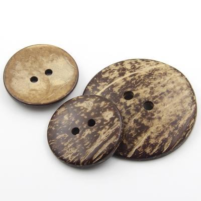 China Different Beautiful Sustainable 14-80L 2 Holes Natural Coconut Shell Buttons For Sweater Garment Clothing for sale