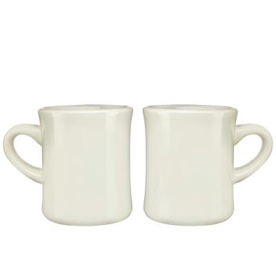 China Heavy Stocked Classic Creamy White Diner Mugs For Coffee With 11oz Capacity for sale