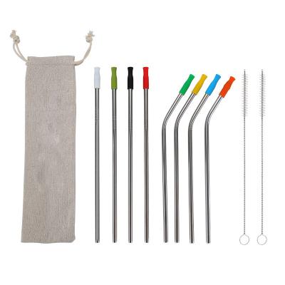 China Straw Custom LOGO 304 Stainless Steel Luxury Environmental Friendly Colorful Straws Set With Bag for sale