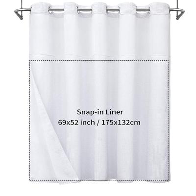 China Durable Hookless Doubld Layer Shower Curtain With Shower Curtain Poles For Shower Curtain Set for sale