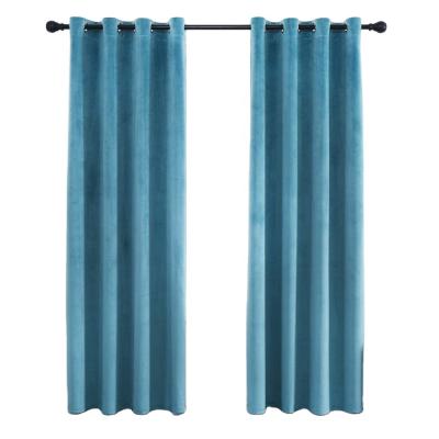 China Luxury Blue Green Blackout Velvet Fabric Velvet Curtain For Living Room for sale