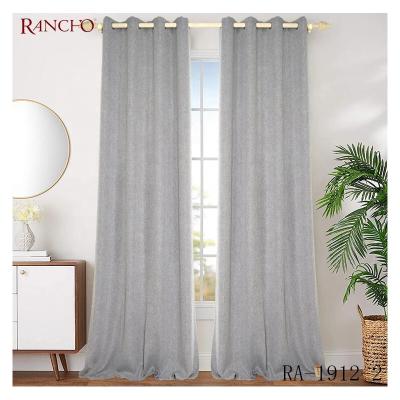 China The Other Sale Blackout Polyester Blend Blackout Window Curtain Blackout Faux Linen Drape Curtain for sale