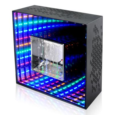 China Original Colorful LED Flashing Light Infinity Mirror Dancing Music Water Light Show Fountain Portable Desktop Speakers for sale