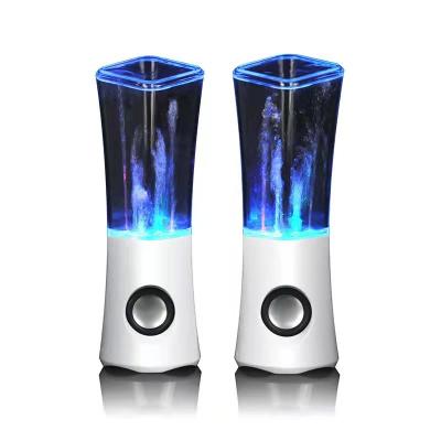 China Show Multi Media Light Music Desktop Dual Colorful LED Information Visual Fountain Dancing Wireless Color Changing Water Speaker for sale