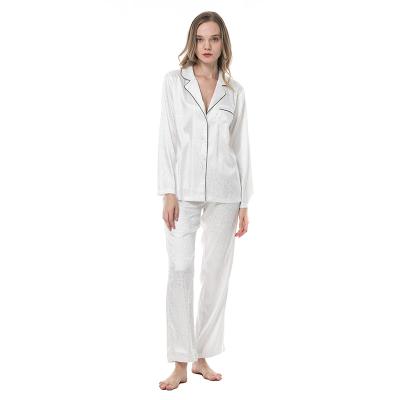 China Wholesale QUICK DRY Two Piece Long Sleeve Pajamas Elegant Female Sleepwear Set Satin PJ Lounge Wear For Women for sale