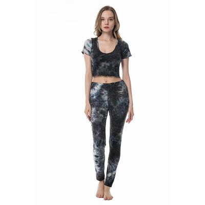 China QUICK DRY factory direct women tie dyed short elastic waist pajamas shorts fashion suits for sale