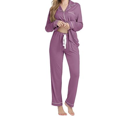 China QUICK DRY Women's Long Sleeve Pajama Set Sleepwear Turn Down Neck Pajamas Set Pajama Set for sale