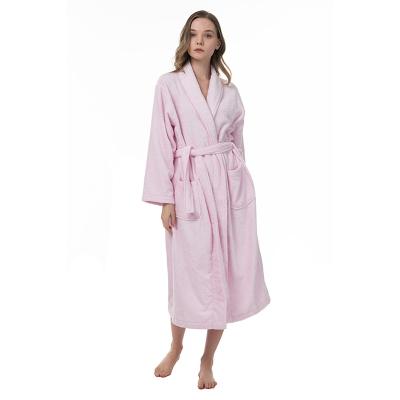 China Custom Made Soft Cotton QUICK DRY Winter Solid Pink Terry Warm Housecoats Women Long Robe for sale