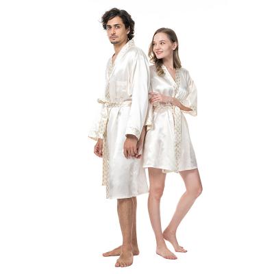 China QUICK DRY Hotel Party Hotel Seasons Custom Women Men's Logo Bathrobe Club Home Four Silk Satin Bridal Bathrobe for sale