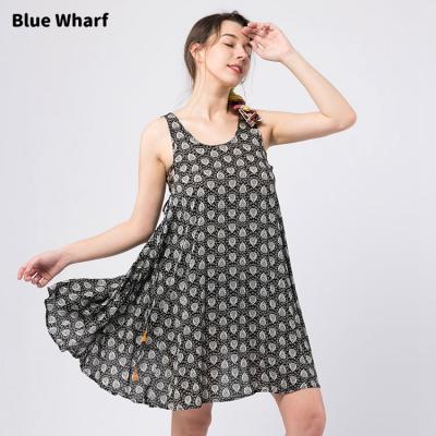 China Boho Women Black Backless Summer Vacation Beach Casual Dress Ladies QUICK DRY Sleeveless Sexy V-Neck Dresses With Tassels for sale