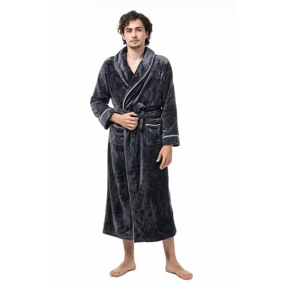 China Custom Made Super Soft Winter Cotton Velvet Coral Fleece Gray Black Dressing Gown Thermal Long Dresses QUICK DRY for sale