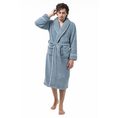 China OEM QUICK DRY Solid Thermal Hot Sales Wholesale Plush Coral Fleece Polyester Luxury Men's Shower Bathrobes for sale