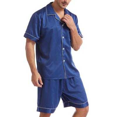 China Wholesale QUICK DRY Mens Sleepwear Pajamas 2 Piece Silky Satin Sleep Pajamas Set Loungwear Set For Men for sale