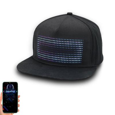 China COMMON APP Control Cell Phone LED Cotton Ball Cap Christmas Party Luminous Hat for Nightclub Dance Party for sale