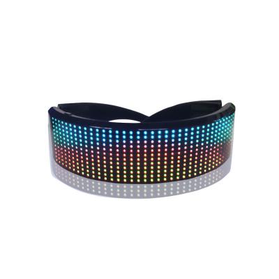 China Christmas Party Decorations RGB Full Color LED Display Smart Glasses With APP Connected LED Control Light Sunglasses for sale