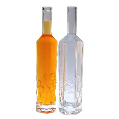 China Eco-friendly Recyclable 500ml Brandy Glass Bottle Private Design Square Shape Printing Logo For Vodka Bottle With Lids Factory Supply Directly for sale