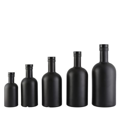 China 200ml Eco-Friendly Recyclable Wholesale Cylinder Round Flint High Dark Extra Coating Frosted 750ml With T-Cork Glass Bottle For Vodka for sale