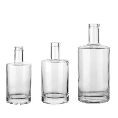 China Custom Clear Round Empty Beverage Vodka Tequila Bottle 200Ml 375Ml 500Ml 750Ml 1000Ml Flint Glass Liquor Wine Whiskey With Cork Lid for sale