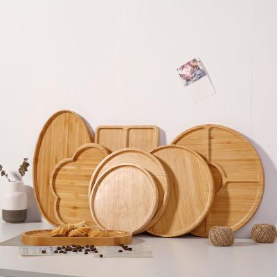 China Sustainable Natural Round Cupboard Dish Wooden Hotel Tray Tableware Solid Wood Fruit Barbecue Dish Pizza Dish for sale