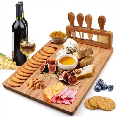 China Sustainable Wedding Anniversary Platter Bamboo Knife Set Personalized Cheese Board For Christmas for sale