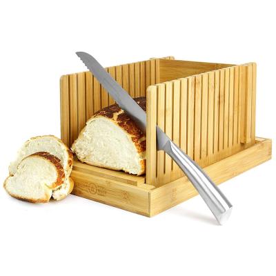 China Sustainable Cheese Slicer Storage Breads Foldable Toast Cutter Groove Cutting Bamboo Bread Board for sale