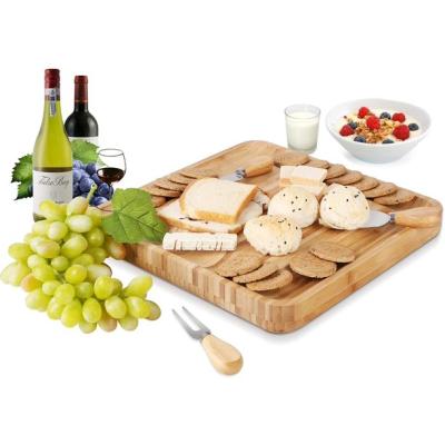 China Sustainable Cheese Board And Knife Set Square Board Set Bamboo Cheese Board Set Wine For Perfect Gifts for sale