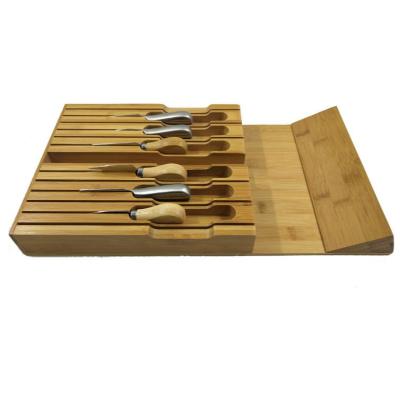 China Six Viable Customizable Wholesale Bamboo Slot Box Exquisite Block Holder Combination Kitchen Knife Rack for sale