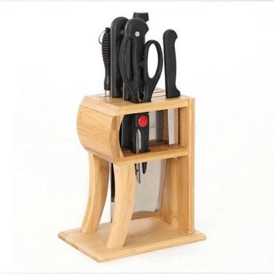 China Multi Functional Bamboo Bamboo Scissors Home Block Box Holder Storage Kitchen Supply Wooden Knife Rack for sale