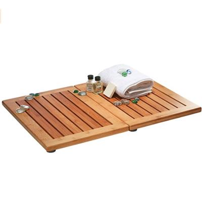 China Silian Bathroom Non Slip Storage Pad Sustainable Floor Bath Foldable Bamboo Mat for sale