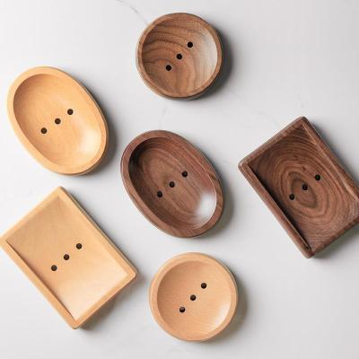 China Modern Custom Logo Eco Friendly Wood Small Wooden Soap Bowl Holder Dish Rack for sale