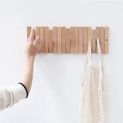 China Nordic Sustainable Entryway Hanging Corridor Clothes Single Hook Coat Rack Solid Wood Wooden Wall Shelf for sale