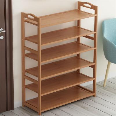 China Walldrobes Wooden Shoe Cabinet (Other) 4 Tiers Door Stand Modern Solid Dustproof Economic Simple Bamboo Adjustable Wood Storage for Home for sale