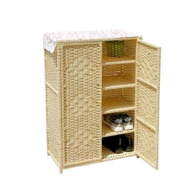 China Rattan 2 Door Household Simple Solid Economic Multi Layer Adjustable Storage Cabinet Modern Wood Shoe Rack (Other) With Door for sale