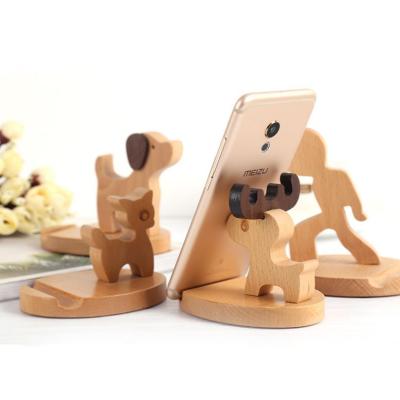 China Gift Desk Adjustable Animal Shape Lazy Cute Movable Bracket Wooden Phone Desk Holder for sale