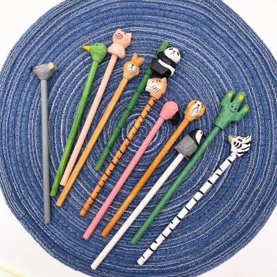 China Primary School Promotional Cute Practical Wooden Animal Student Pencil Ideas Pencil Wood Carving Shape Gift Animal Pen for sale