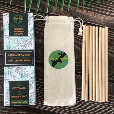 China Silian Transitional Customizable Private Label 8 Pack Set Eco Friendly Drinking Natural Bamboo Stain Straw for sale