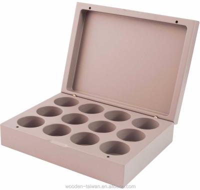 China 12 holes handmade wooden box for coffee capsule/mini bottle display gift box for sale