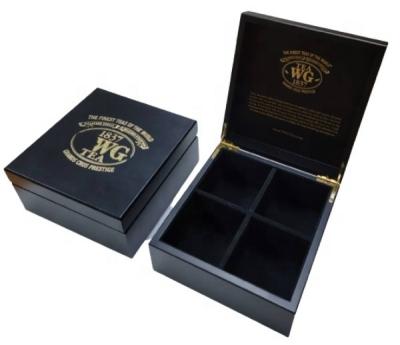 China Handmade custom made high quality black wooden gift box for glass, cups for sale