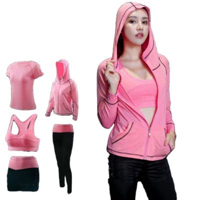 China New yoga clothing fitness sports clothing women's outdoor running suit spring and summer five-piece for sale