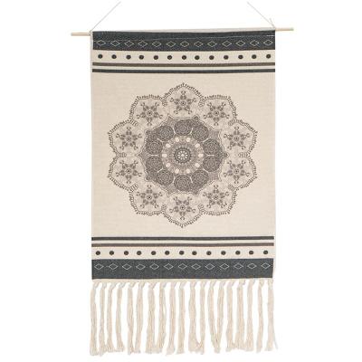 China Simple Hand - Woven Decorative Tapestry Print Cotton And Decorative Linen Wall Hanging for sale